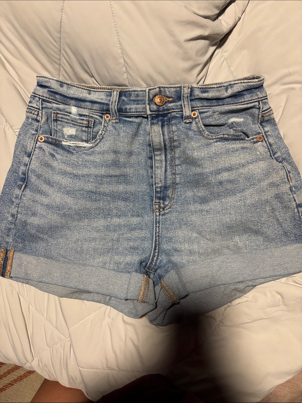 American Eagle Outfitters Light Blue High-Rise Denim Shorts